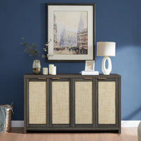 Rattan 4-Door Storage Sideboard Cabinet