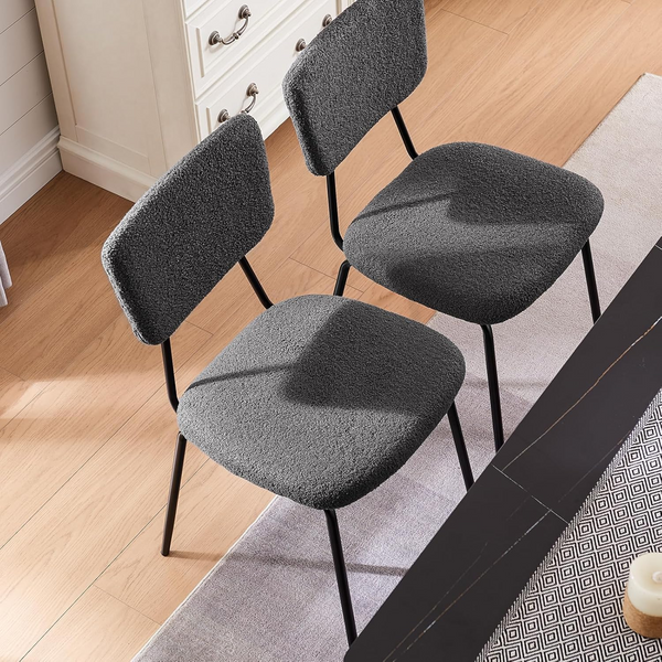 OAKHAM Dining Chairs Set of 2, Kitchen Chairs Upholstered Modern chai with Comfy Backrest and Strong Metal Legs for Kitchen and Dining Room (Gray)