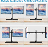 Dual Monitor Stand for 13” to 27” Screens,Free Standing Adjustable Monitor Mount