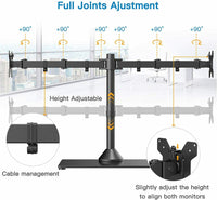 Dual Monitor Stand for 13” to 27” Screens,Free Standing Adjustable Monitor Mount