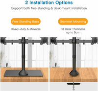 Dual Monitor Stand for 13” to 27” Screens,Free Standing Adjustable Monitor Mount