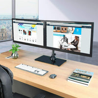 Dual Monitor Stand for 13” to 27” Screens,Free Standing Adjustable Monitor Mount